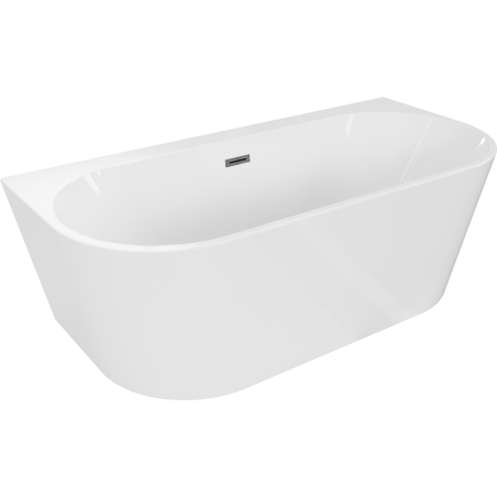 Mexen Oval+ vrijstaande wandbadkuip 170 x 80 cm, wit, overloop gun grijs geborsteld - 52681708000-66