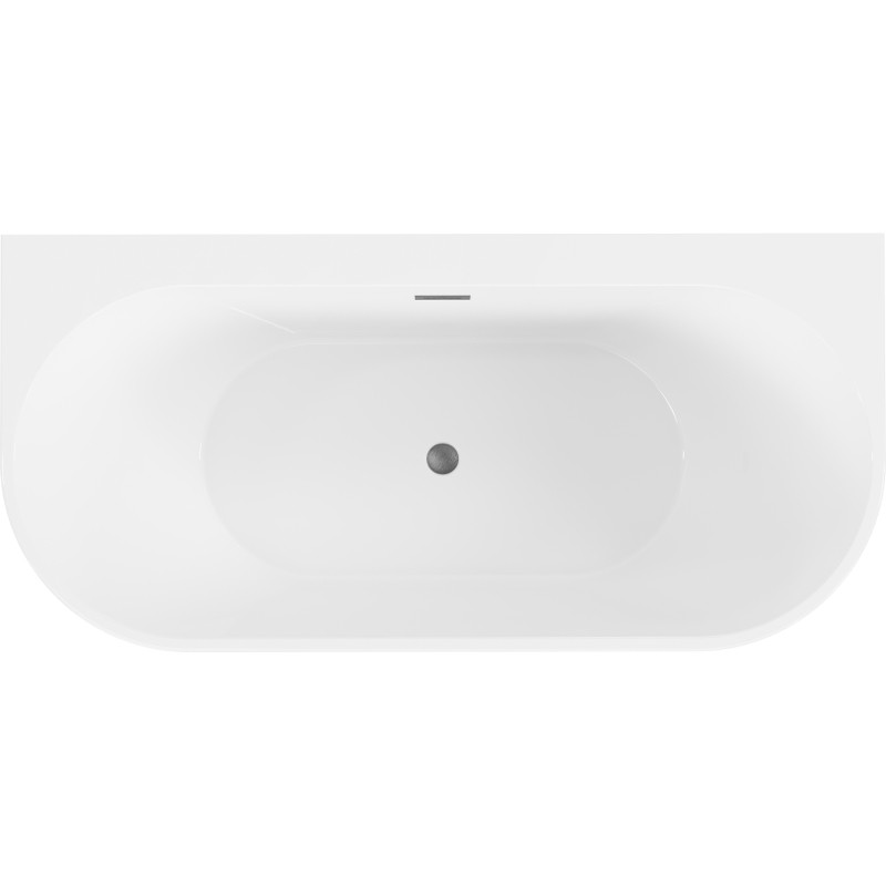 Mexen Oval+ vrijstaande badkuip aan de wand 170 x 80 cm, wit, overloop gun gray geborsteld - 52681708000-66