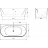 Mexen Oval+ vrijstaande wandbadkuip 170 x 80 cm, wit, overloop gun grijs geborsteld - 52681708000-66