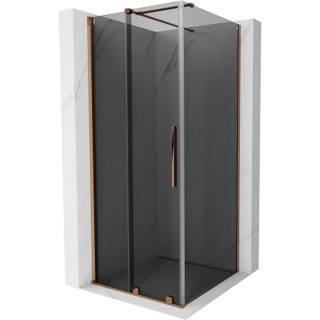 Mexen Velar cabine de douche coulissante 110 x 110 cm, graphite, or rose - 871-110-110-41-60