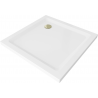 Mexen Flat brodzik kwadratowy slim 90 x 90 cm, biały, syfon złoty - 40109090G