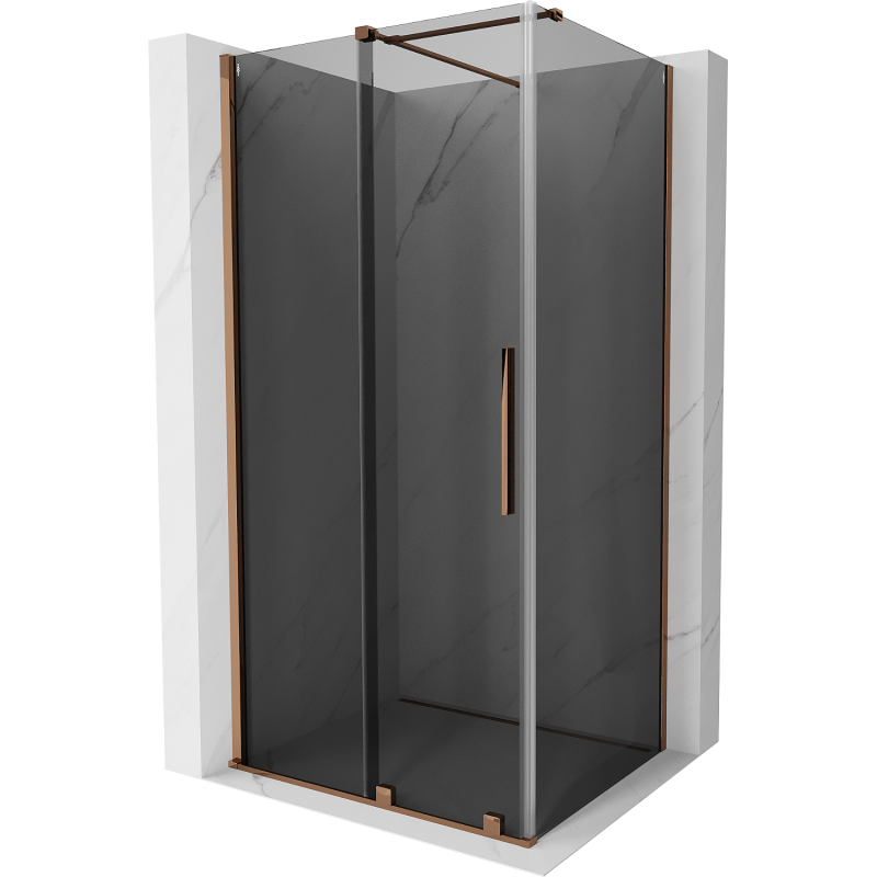 Mexen Velar sliding shower cabin 130 x 90 cm, graphite, pink gold - 871-130-090-41-60