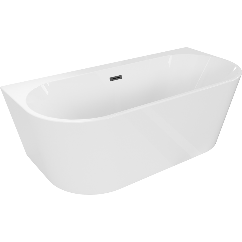Mexen Oval+ free-standing wall-attached bathtub 170 x 80 cm, white, black overflow - 52681708000-70