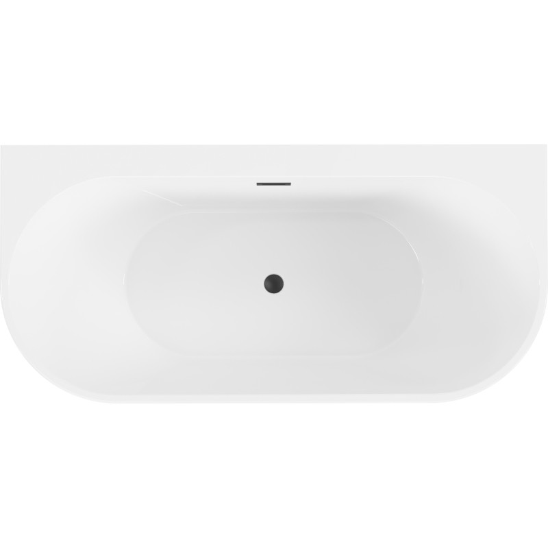 Mexen Oval+ vrijstaande badkuip tegen de muur 170 x 80 cm, wit, zwarte overloop - 52681708000-70