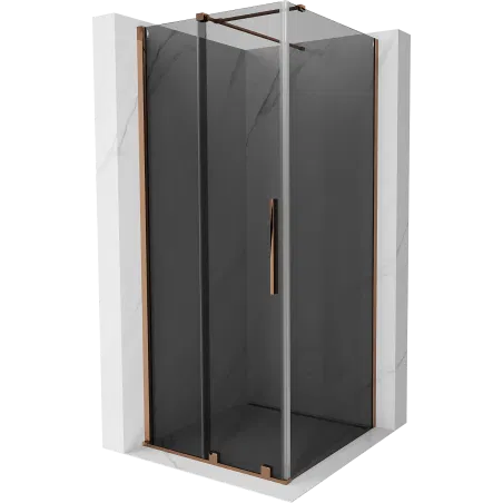 Mexen Velar sliding shower enclosure 120 x 120 cm, graphite, rose gold - 871-120-120-41-60