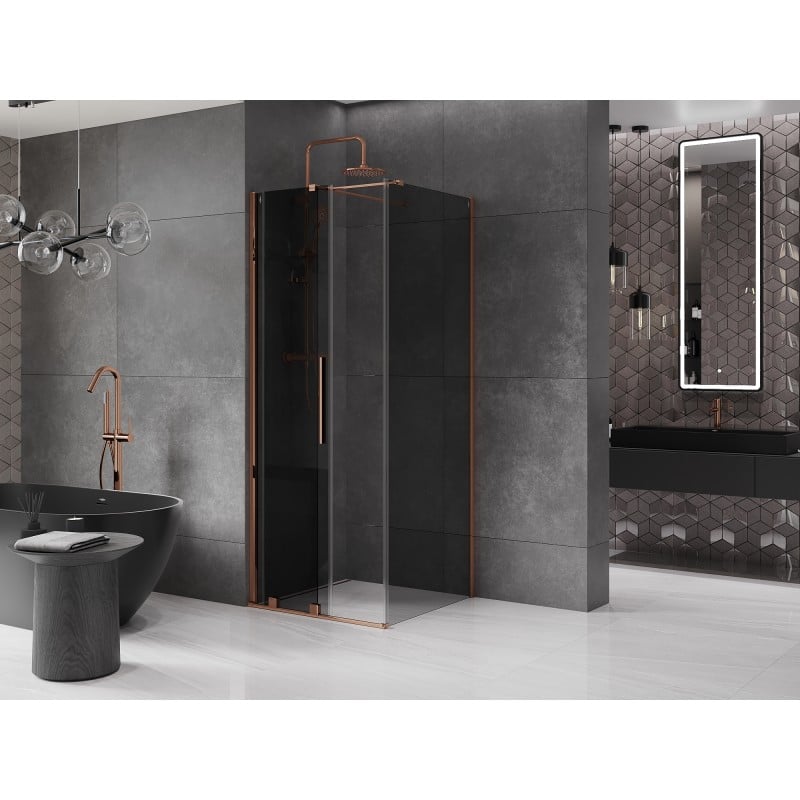 Mexen Velar kabina prysznicowa rozsuwana 120 x 120 cm, grafit, różowe złoto - 871-120-120-41-60