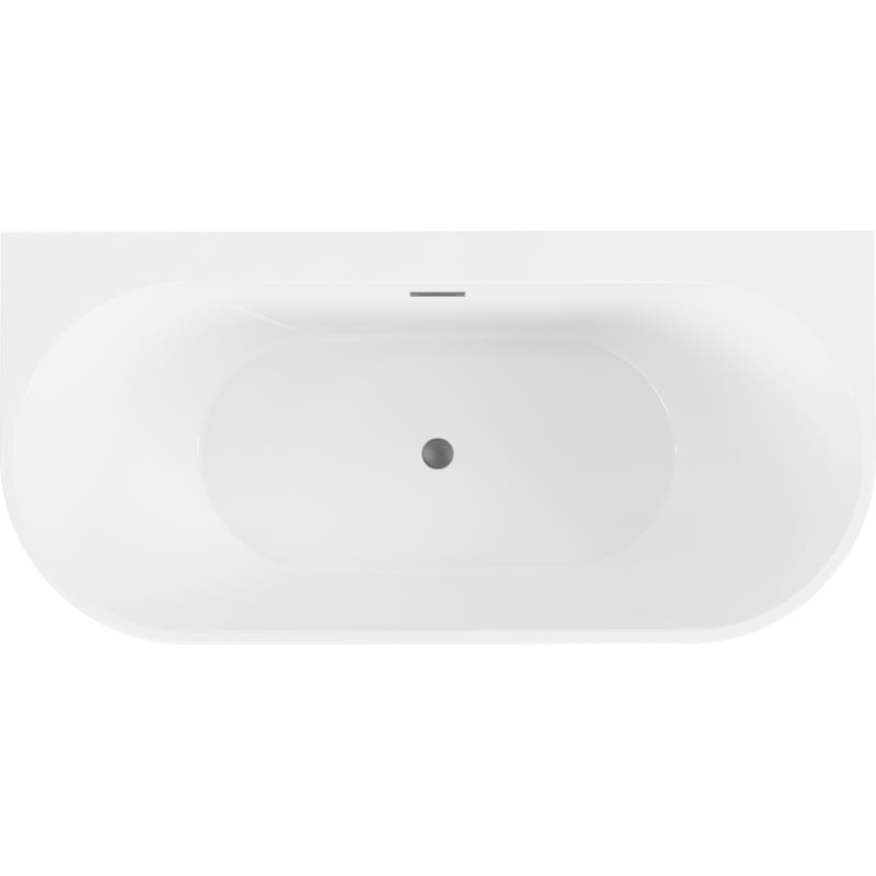 Mexen Oval+ free-standing back-to-wall bathtub 170 x 80 cm, white, gun metal overflow - 52681708000-95