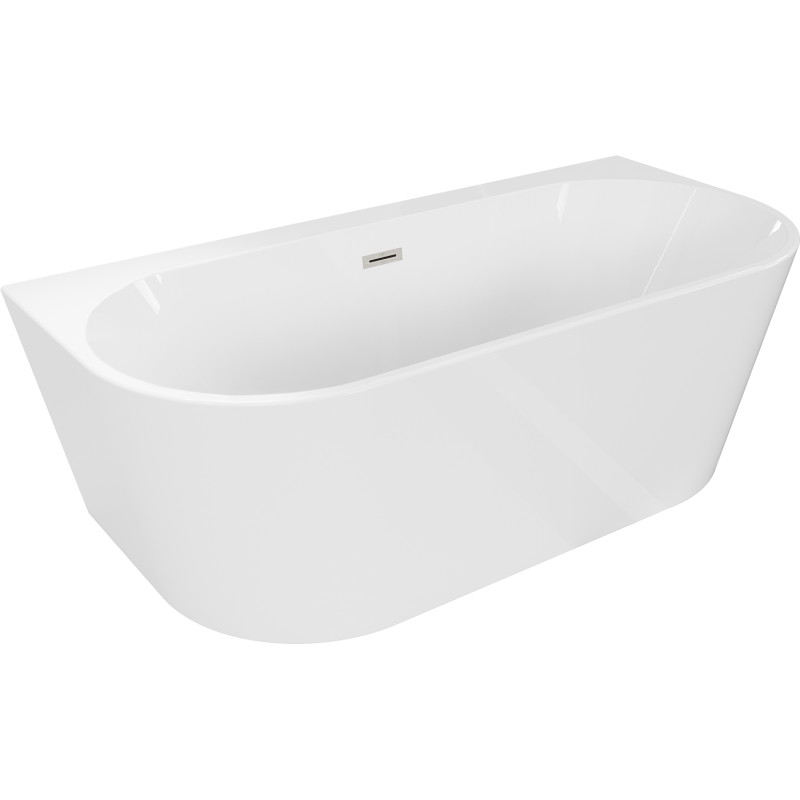 Mexen Oval+ baignoire autoportante adossée 170 x 80 cm, blanche, trop-plein nickel brossé - 52681708000-97