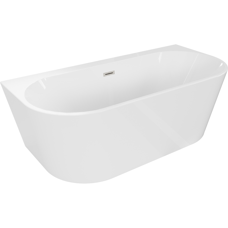 Mexen Oval+ baignoire autoportante murale 170 x 80 cm, blanche, trop-plein en nickel brossé - 52681708000-97