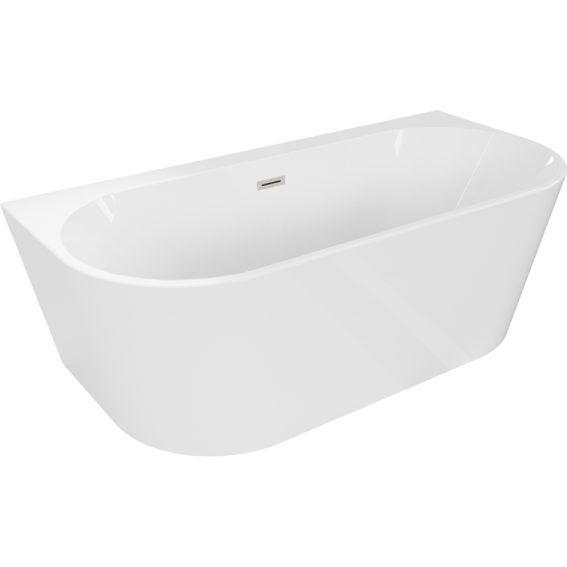 Mexen Oval+ free-standing wall-mounted bathtub 170 x 80 cm, white, brushed nickel overflow - 52681708000-97