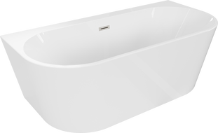 Mexen Oval+ seinäasennettava vapaasti seisova kylpyamme 170 x 80 cm, valkoinen, harjattu nikkeliylivuoto - 52681708000-97