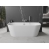 Mexen Oval+ vrijstaande wandbadkuip 170 x 80 cm, wit, overloop geborsteld nikkel - 52681708000-97