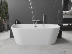 Mexen Oval+ freistehende Wandbadewanne 170 x 80 cm, weiß, Überlauf gebürstetes Nickel - 52681708000-97