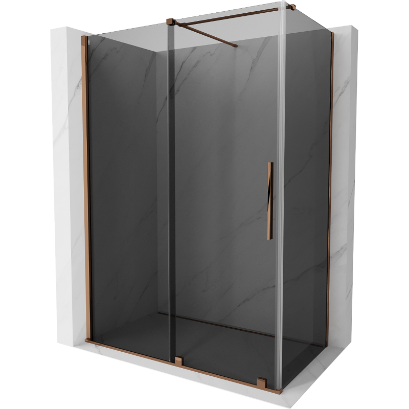 Mexen Velar douchecabine schuifdeur 140 x 70 cm, grafiet, roze goud - 871-140-070-41-60