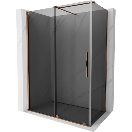 Mexen Velar douchecabine schuifdeur 140 x 70 cm, grafiet, roze goud - 871-140-070-41-60