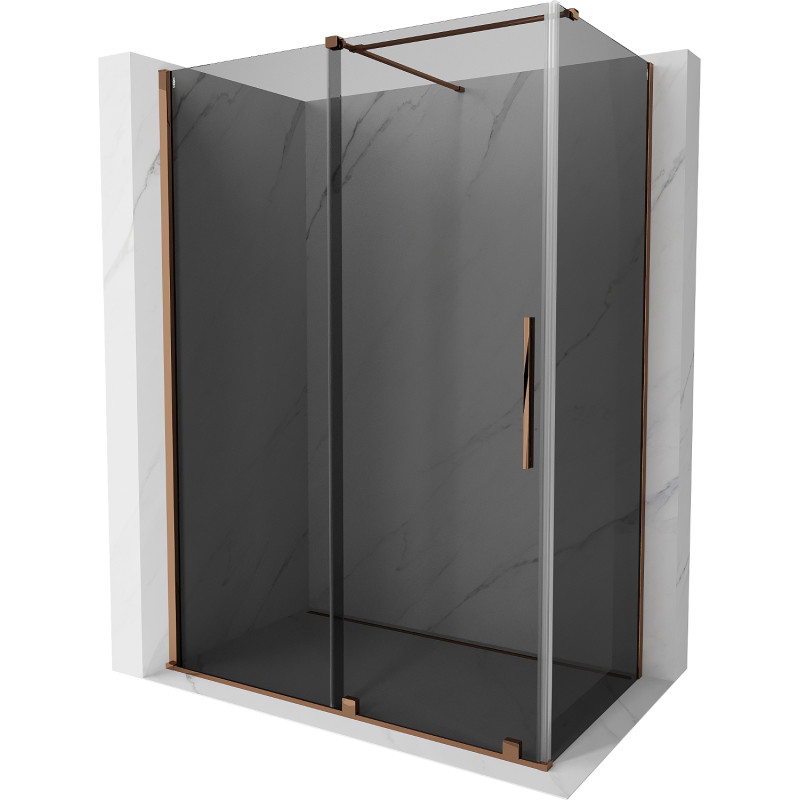 Mexen Velar klizna za tuš klizna 150 x 80 cm, grafit, ružičasto zlato - 871-150-080-41-60
