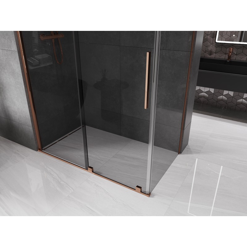 Mexen Velar kabina prysznicowa rozsuwana 150 x 80 cm, grafit, różowe złoto - 871-150-080-41-60