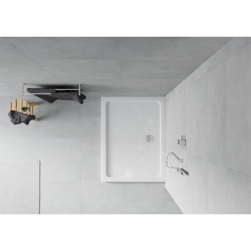 Mexen Flat brodzik prostokątny slim 130 x 90 cm, biały, syfon chrom - 40109013