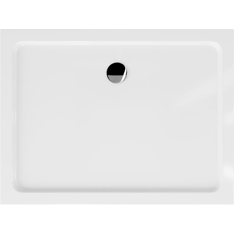 Mexen Flat rechteckige Duschtasse slim 130 x 90 cm, weiß, Siphon Chrom - 40109013