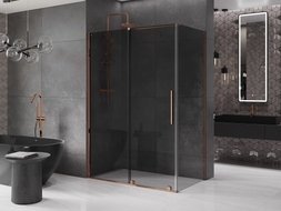 Mexen Velar sliding shower cabin 140 x 80 cm, graphite, rose gold - 871-140-080-41-60