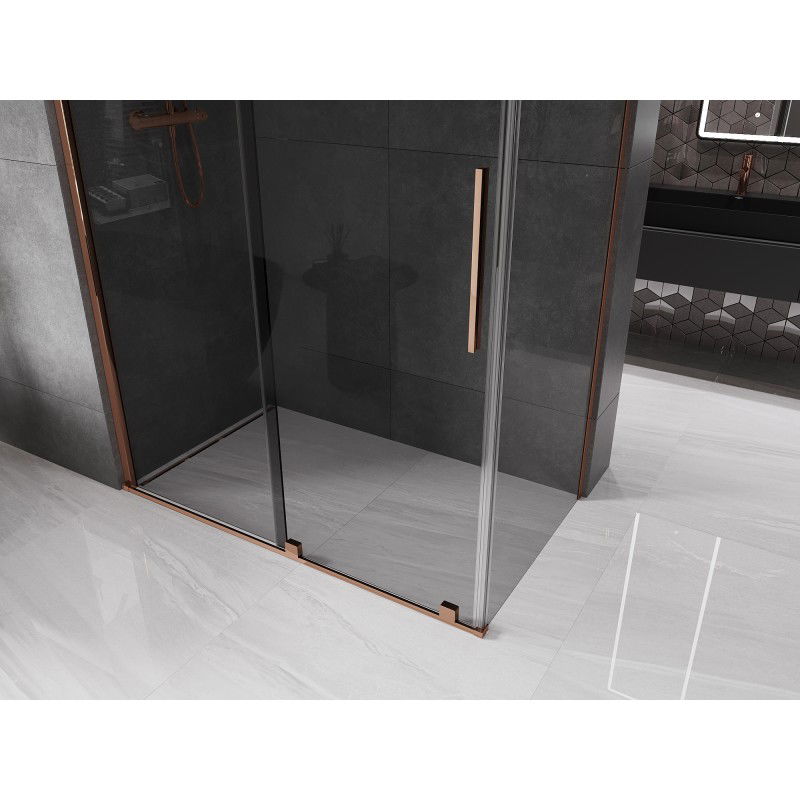 Mexen Velar sliding shower enclosure 150 x 90 cm, graphite, rose gold - 871-150-090-41-60