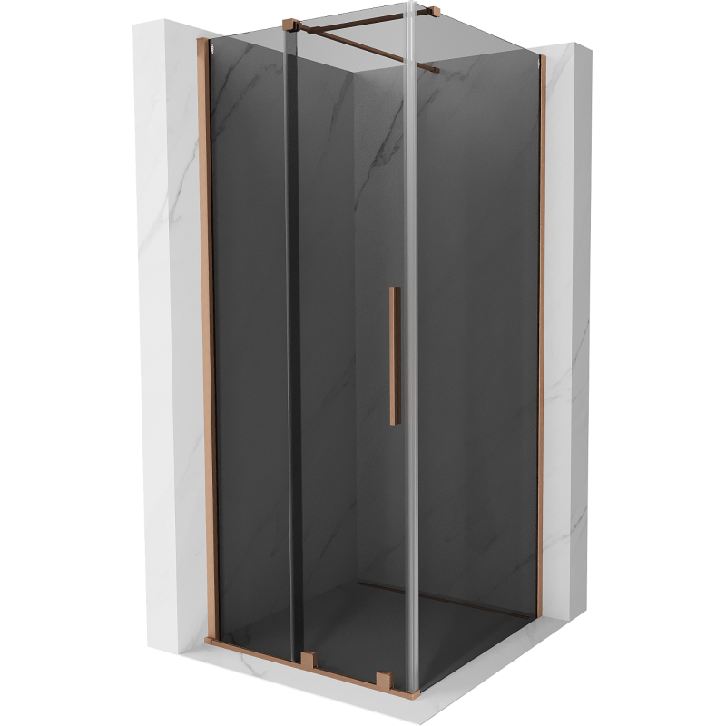 Mexen Velar sliding shower enclosure 90 x 90 cm, graphite, brushed copper - 871-090-090-41-65