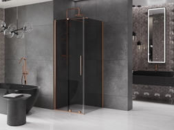 Mexen Velar klizna za tuš s kliznim vratima 110 x 110 cm, grafit, brušeni bakar - 871-110-110-41-65