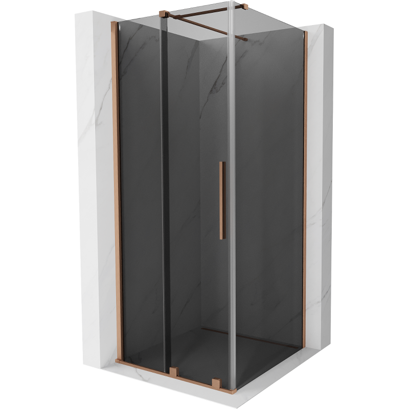 Mexen Velar cabina de ducha corredera 110 x 110 cm, grafito, cobre cepillado - 871-110-110-41-65