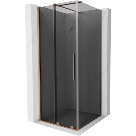 Mexen Velar sliding shower enclosure 110 x 110 cm, graphite, brushed copper - 871-110-110-41-65
