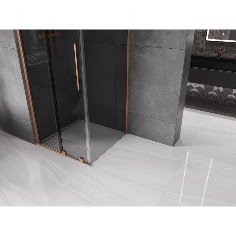 Mexen Velar sliding shower enclosure 120 x 120 cm, graphite, brushed copper - 871-120-120-41-65