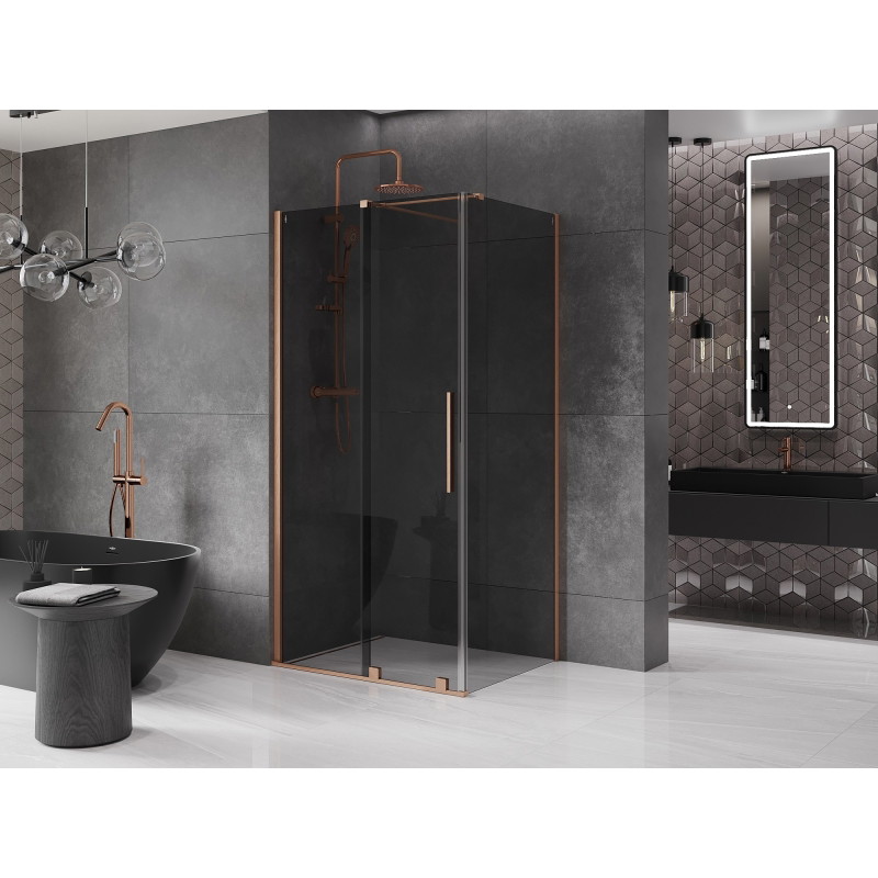 Mexen Velar klizna tuš kabina 90 x 70 cm, grafit, brušeni bakar - 871-090-070-41-65