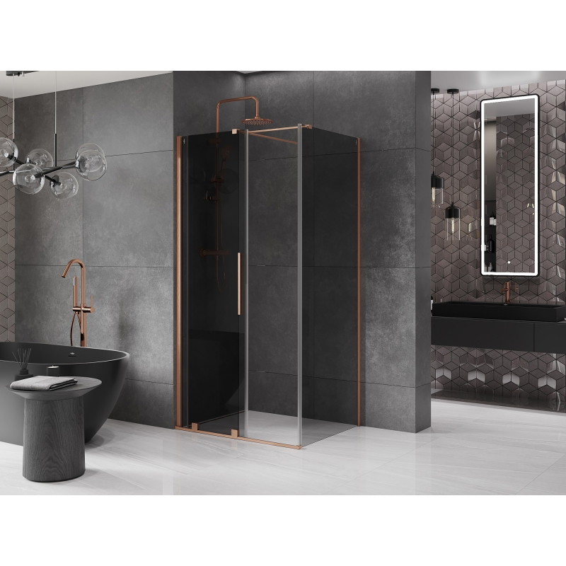 Mexen Velar klizna tuš kabina 90 x 70 cm, grafit, brušeni bakar - 871-090-070-41-65