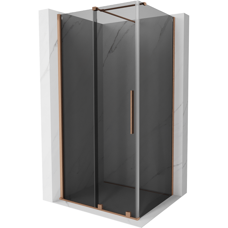 Mexen Velar sliding shower enclosure 120 x 80 cm, graphite, brushed copper - 871-120-080-41-65