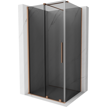 Mexen Velar schuifdouchecabine 120 x 90 cm, grafiet, geborsteld koper - 871-120-090-41-65