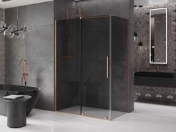 Mexen Velar sliding shower cabin 160 x 75 cm, graphite, brushed copper - 871-160-075-41-65