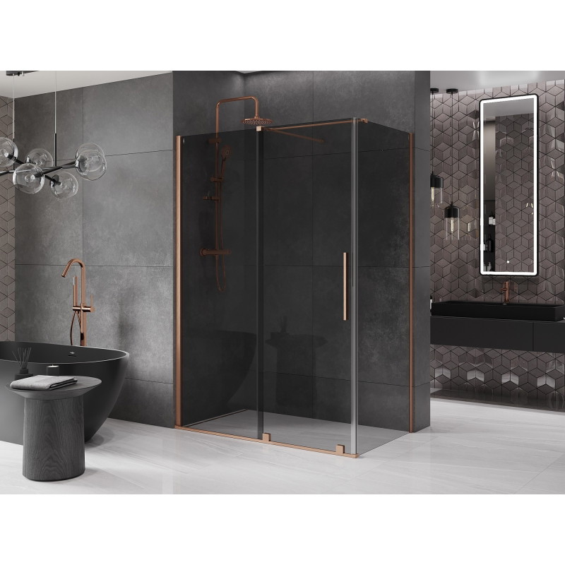 Mexen Velar klizna tuš kabina 160 x 90 cm, grafit, brušena bakar - 871-160-090-41-65