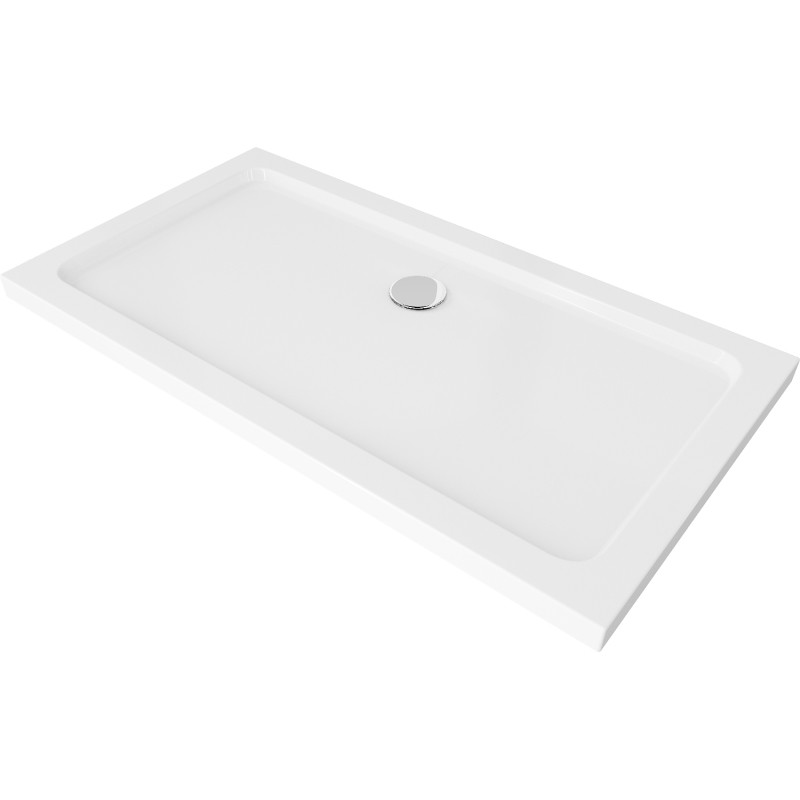 Mexen Flat pravokutna slim tuš kada 130 x 70 cm, bijela, krom sifon - 40107013