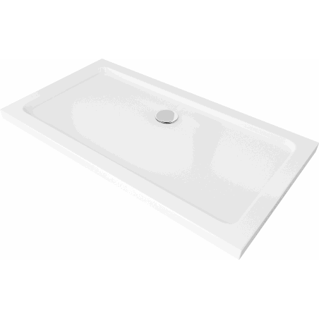 Mexen Flat slim rectangular tray 130 x 70 cm, white, chrome siphon - 40107013