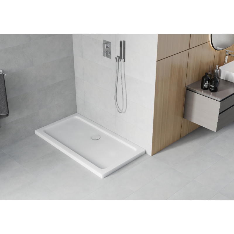 Mexen Flat receveur de douche rectangulaire slim 130 x 70 cm, blanc, siphon chromé - 40107013