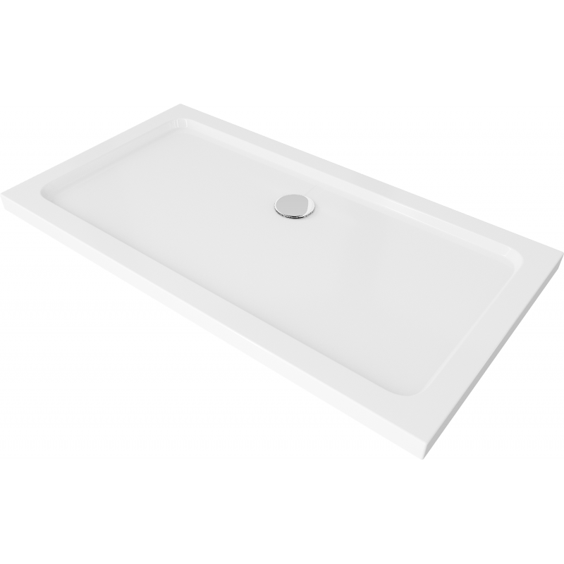 Mexen Flat rechthoekige douchebak slim 140 x 70 cm, wit, chroom sifon - 40107014