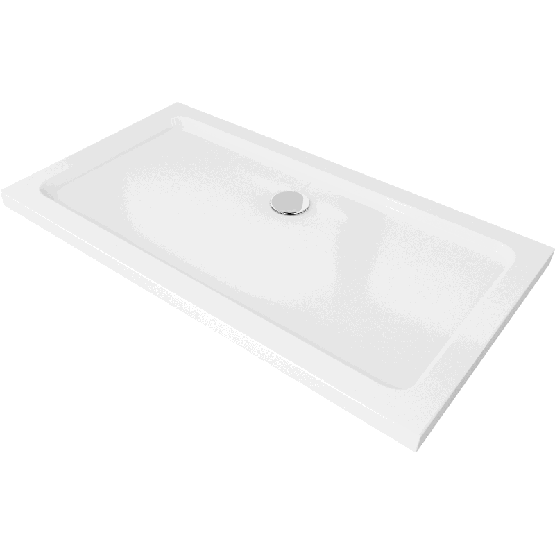 Mexen Flat rechthoekige slanke douchebak 120 x 70 cm, wit, chrom sifon - 40107012