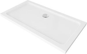 Mexen Flat rechthoekige slanke douchebak 120 x 70 cm, wit, chrom sifon - 40107012
