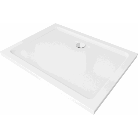 Mexen Flat rectangular slim shower tray 140 x 100 cm, white, chrome trap - 40101014