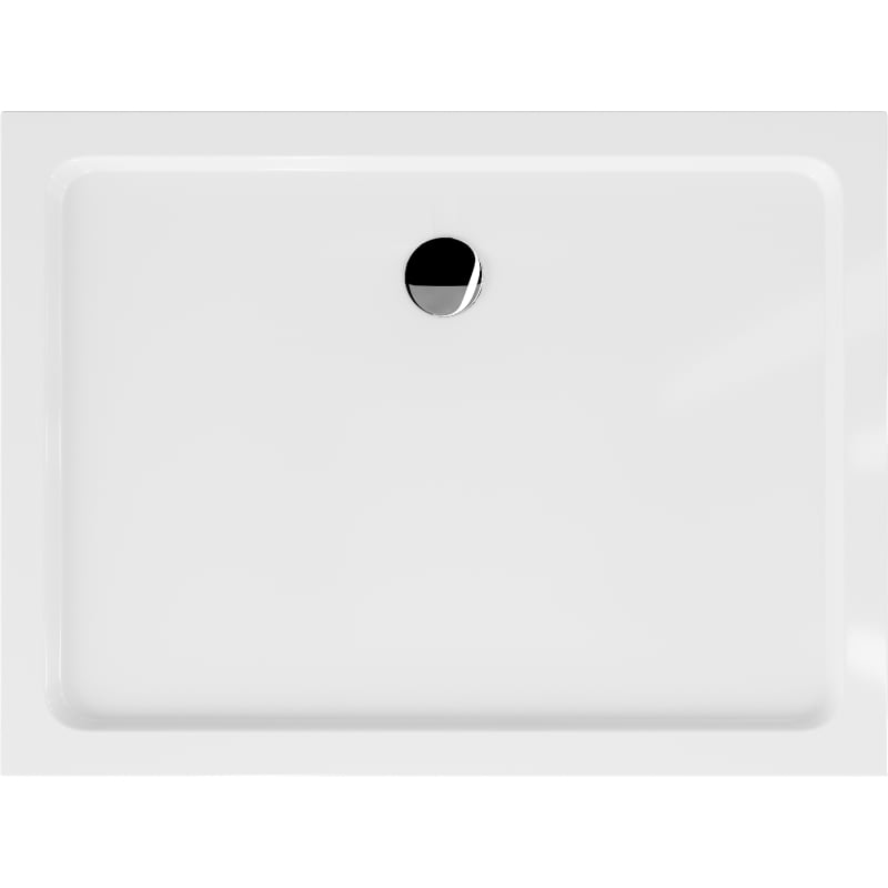 Mexen Flat rectangular slim shower tray 140 x 100 cm, white, chrome trap - 40101014