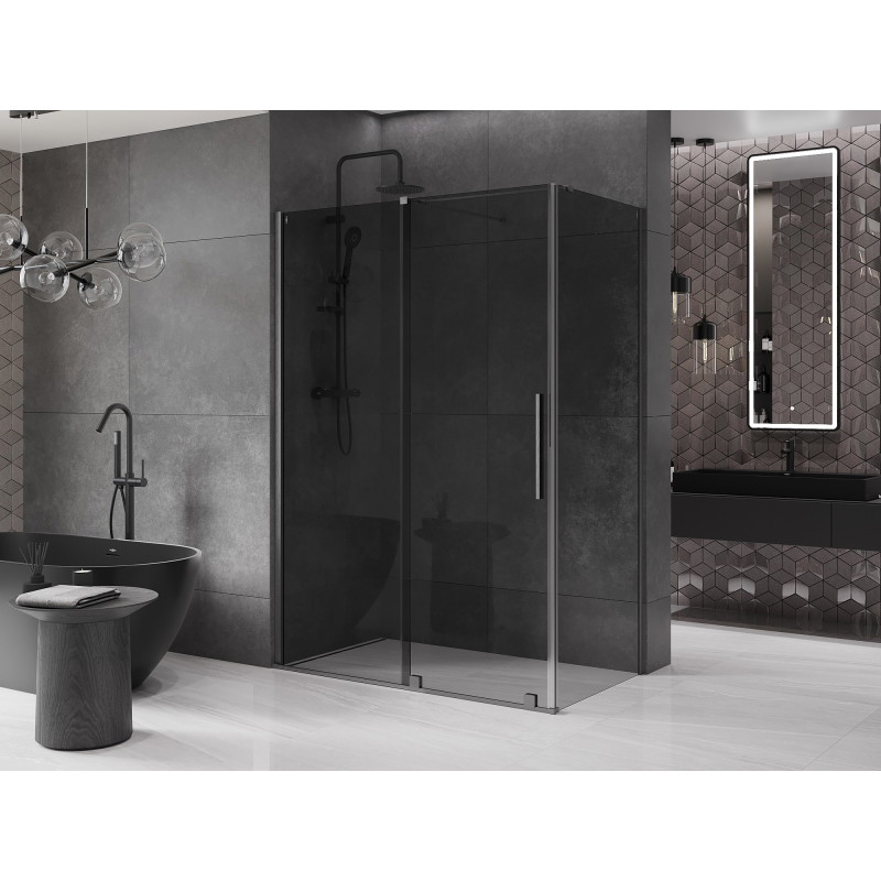 Mexen Velar klizna tuš kabina klizna 160 x 90 cm, grafit, četkana siva pištolja - 871-160-090-41-66