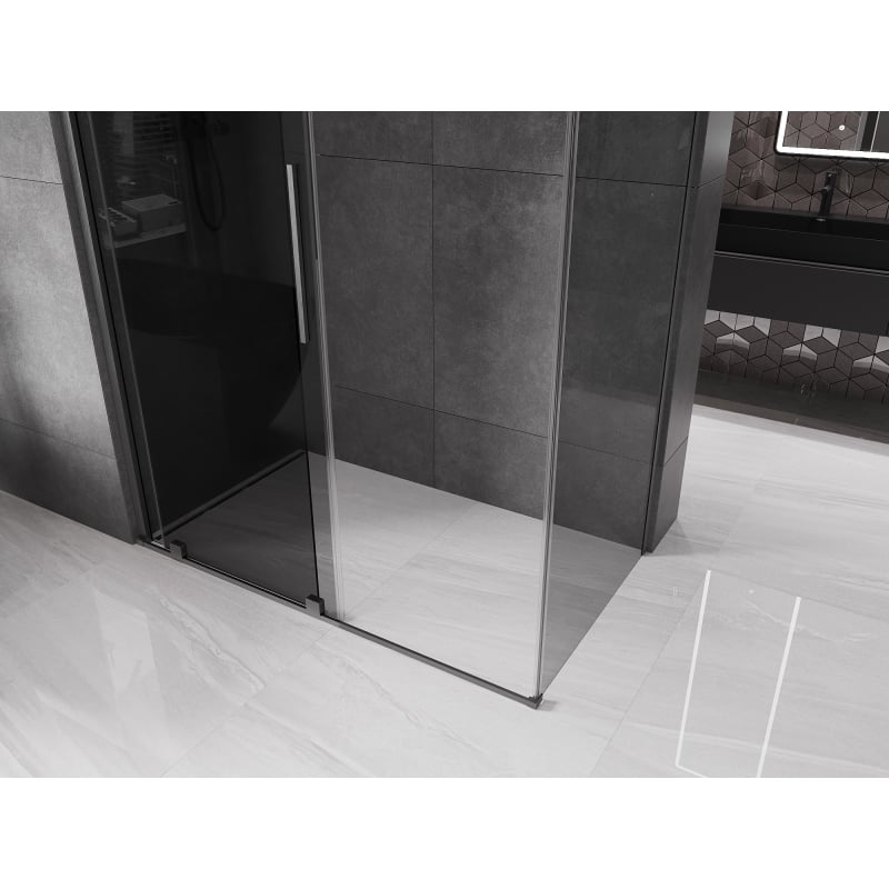 Mexen Velar klizna za tuš na klizanje 160 x 85 cm, grafit, brušeni sivi - 871-160-085-41-66