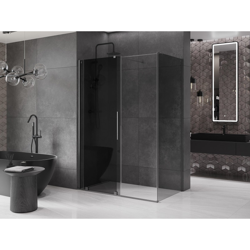 Mexen Velar klizna tuš kabina klizna 160 x 90 cm, grafit, četkana siva pištolja - 871-160-090-41-66