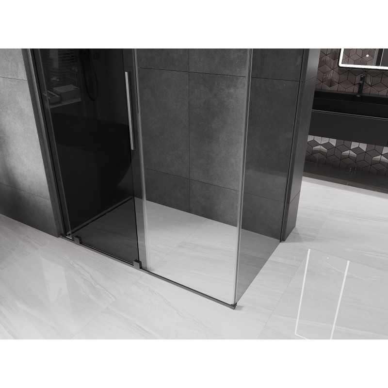 Mexen Velar kabina prysznicowa rozsuwana 160 x 100 cm, grafit, gun gray szczotkowany - 871-160-100-41-66