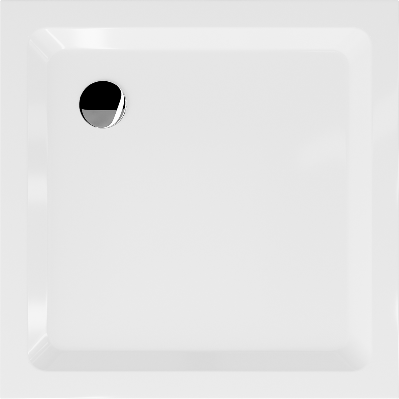 Mexen Flat quadratische Duschwanne Slim 100 x 100 cm, weiß, Chrom-Siphon - 40101010