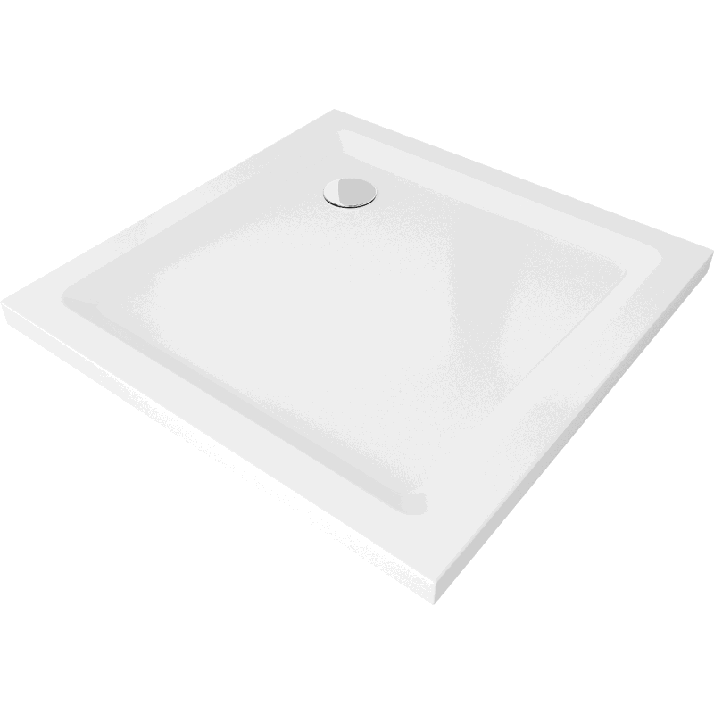 Mexen Flat vierkante douchebak slim 80 x 80 cm, wit, chroom sifon - 40108080